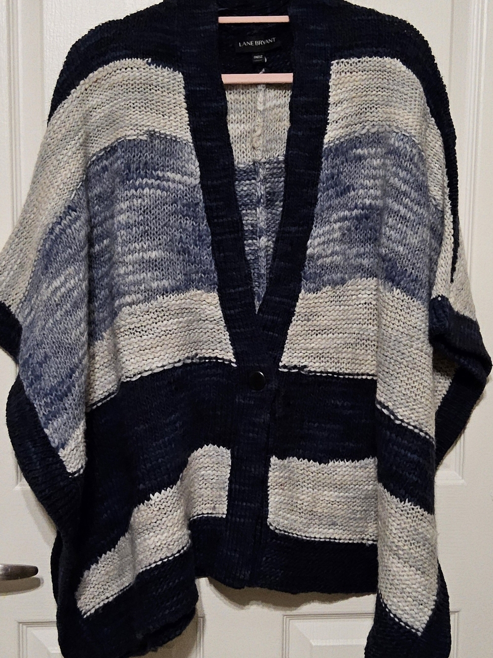 Lane Bryant Striped Knit Poncho Cardigan Sweater One Size NWOT